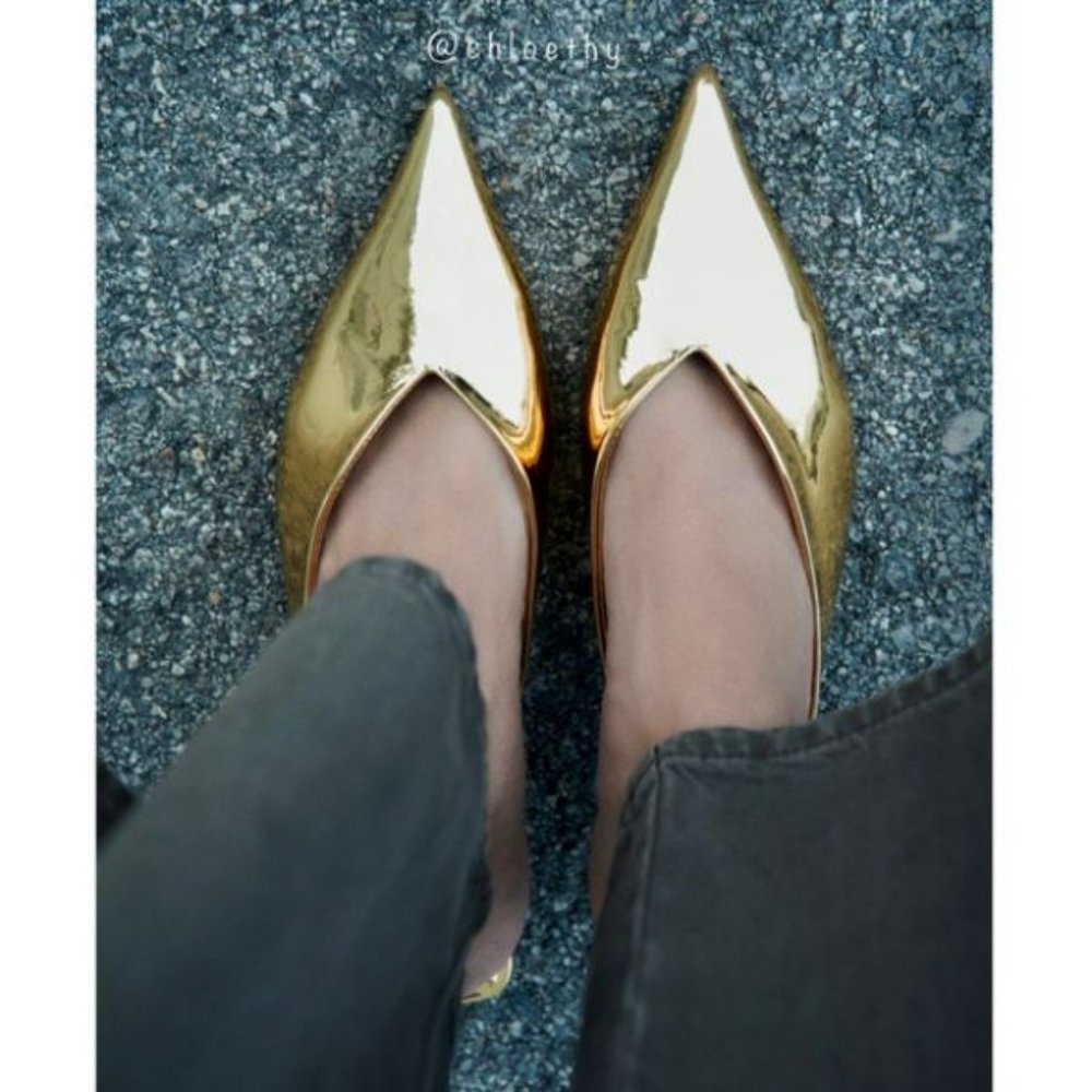 ZARA HEELED METALLIC MULES - Picture 1 of 10